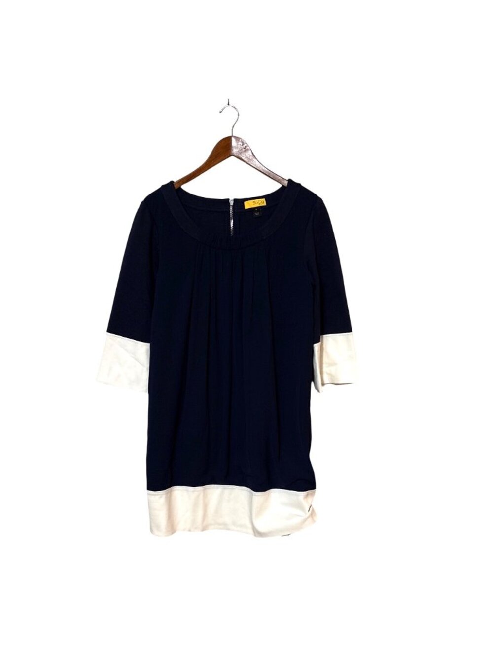 SoCa‎ St. John Navy & White Colorblock 3/4 Sleeve Dress Back Zip Closure Size M